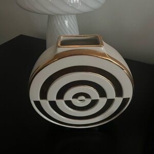 Jonathan Adler White and Gold Target Ceramic Vase